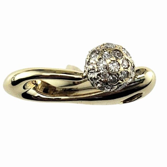 13K Yellow Gold and Diamond Square Ring Size 5.75 #23140